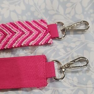 Pink Beaded Strap with Silver Clips